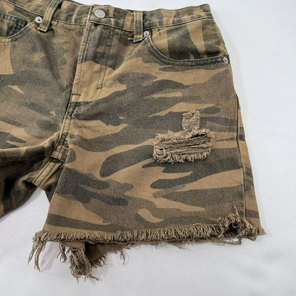 Lucky Brand Relaxed Shorts Jean Women Size 0/25 Camouflage Distressed Cutoff Raw - Picture 12 of 12